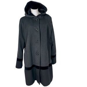 FORECASTER OF BOSTON Lambswool Black Grey Hooded Coat Women's Size 1X